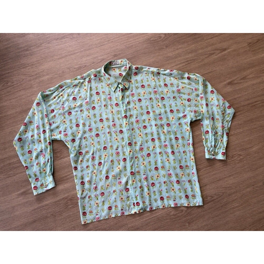 Vintage Gianni Versace Men’s Floral 100% Silk Shirt Made in Italy  IT 54/ US 44